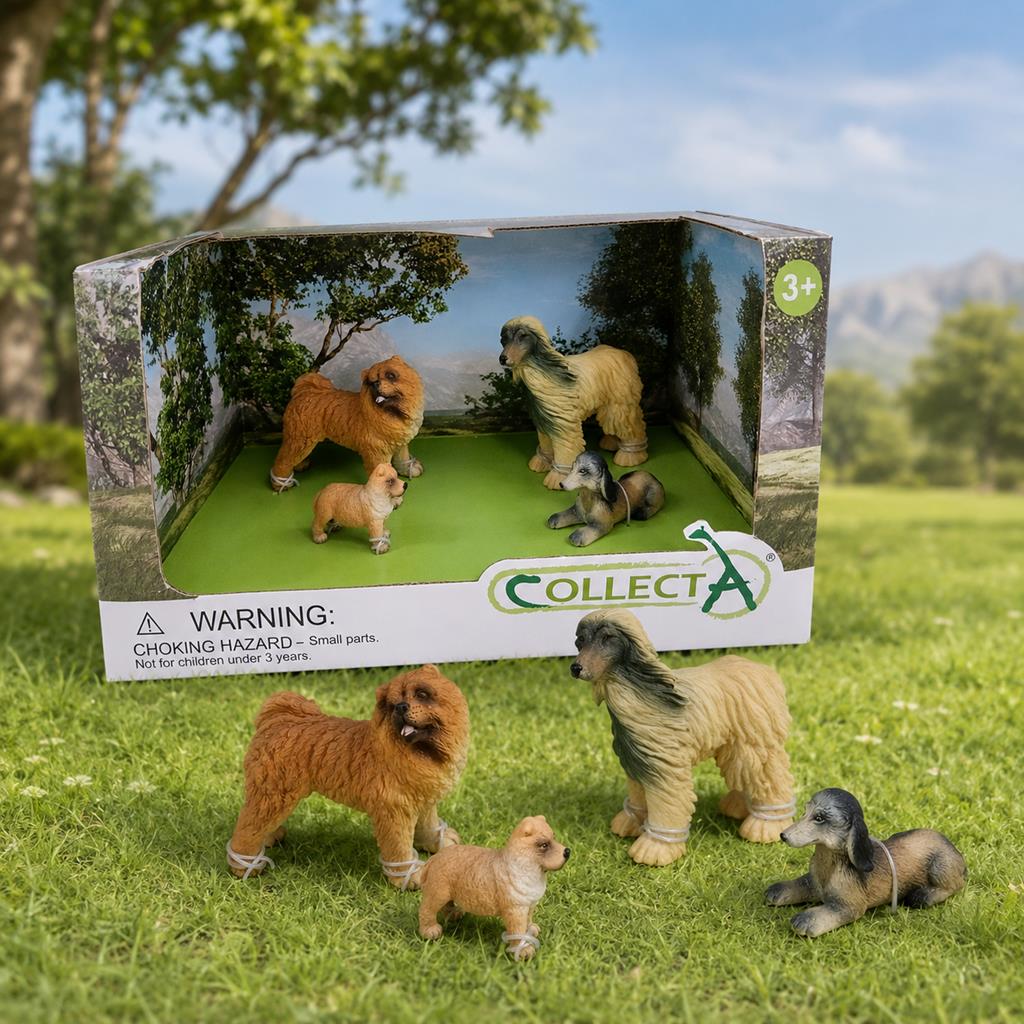Collecta Set Cães (Galgo Afegão + Bebé e Chow Chow + Bebé)